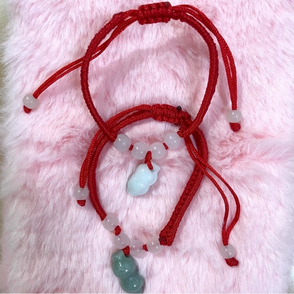 2 Natural Jade Red String Bracelet